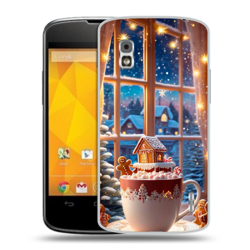 Пластиковый чехол на LG Google Nexus 4 с принтом Новый год