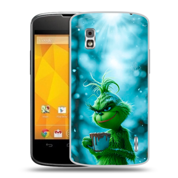 Пластиковый чехол на LG Google Nexus 4 с принтом Новый год гринч