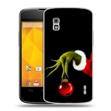 Пластиковый чехол на LG Google Nexus 4 с принтом Новый год Гринч