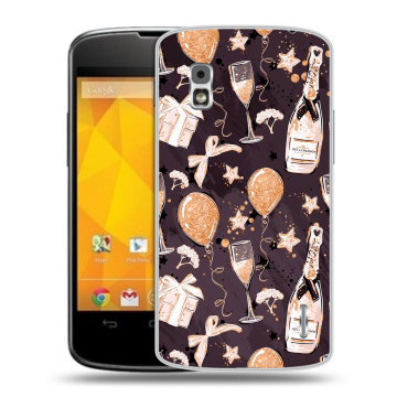 Пластиковый чехол на LG Google Nexus 4 с принтом Новый год