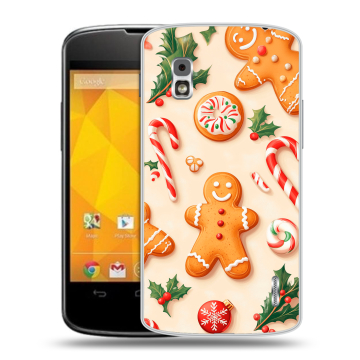Пластиковый чехол на LG Google Nexus 4 с принтом Новый год
