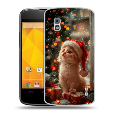 Пластиковый чехол на LG Google Nexus 4 с принтом Новый год