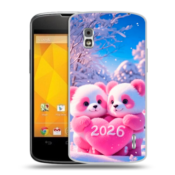 Пластиковый чехол на LG Google Nexus 4 с принтом Новый год