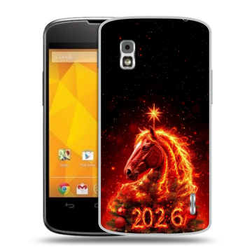 Пластиковый чехол на LG Google Nexus 4 с принтом Новый год