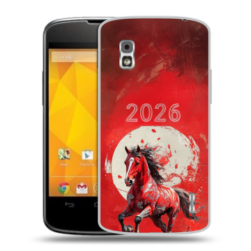 Пластиковый чехол на LG Google Nexus 4 с принтом Новый год