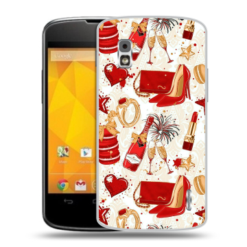 Пластиковый чехол на LG Google Nexus 4 с принтом Новый год
