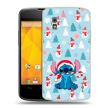 Пластиковый чехол на LG Google Nexus 4 с принтом Стич Новый год