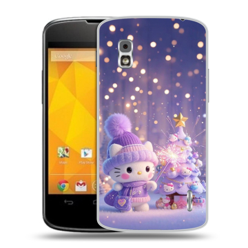 Пластиковый чехол на LG Google Nexus 4 с принтом Новый год