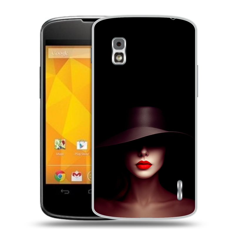 Пластиковый чехол на LG Google Nexus 4 с принтом Девушка в шляпе Пластиковый чехол на LG Google Nexus 4 с принтом Девушка в шляпе