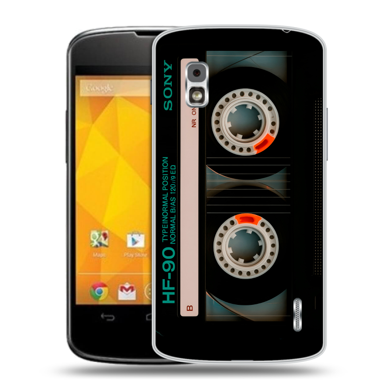 Пластиковый чехол на LG Google Nexus 4 с принтом Кассета Пластиковый чехол на LG Google Nexus 4 с принтом Кассета