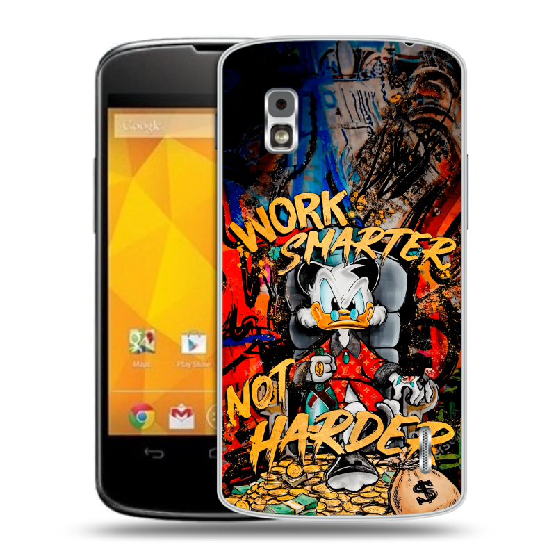 Пластиковый чехол на LG Google Nexus 4 с принтом Дональд Дак Деньги Пластиковый чехол на LG Google Nexus 4 с принтом Дональд Дак Деньги