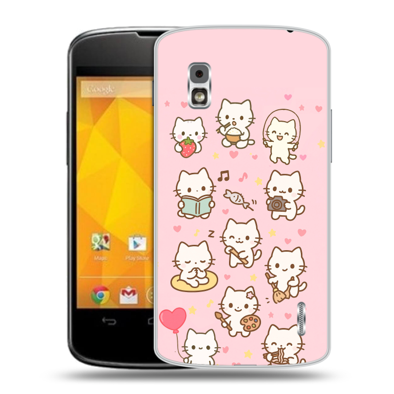 Пластиковый чехол на LG Google Nexus 4 с принтом Hello Kitty Хелоу Кити Пластиковый чехол на LG Google Nexus 4 с принтом Hello Kitty Хелоу Кити