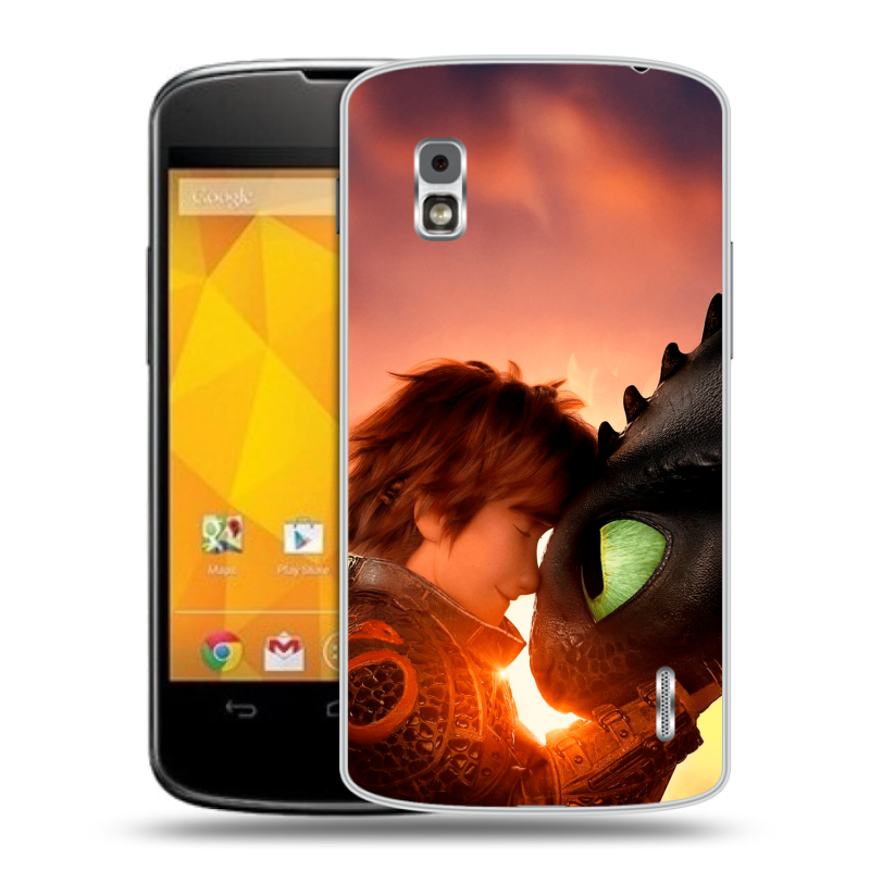 Пластиковый чехол на LG Google Nexus 4 с принтом Как приручить дракона Пластиковый чехол на LG Google Nexus 4 с принтом Как приручить дракона