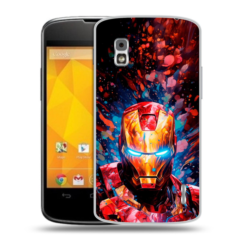 Пластиковый чехол на LG Google Nexus 4 с принтом Железный человек Ironman Пластиковый чехол на LG Google Nexus 4 с принтом Железный человек Ironman
