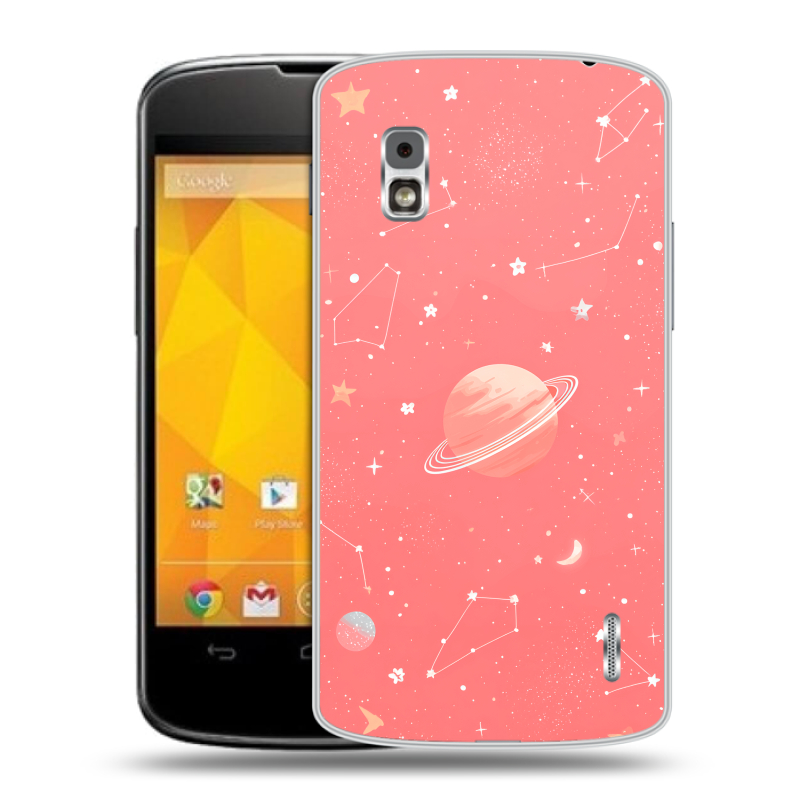 Пластиковый чехол на LG Google Nexus 4 с принтом Розовый космос Пластиковый чехол на LG Google Nexus 4 с принтом Розовый космос