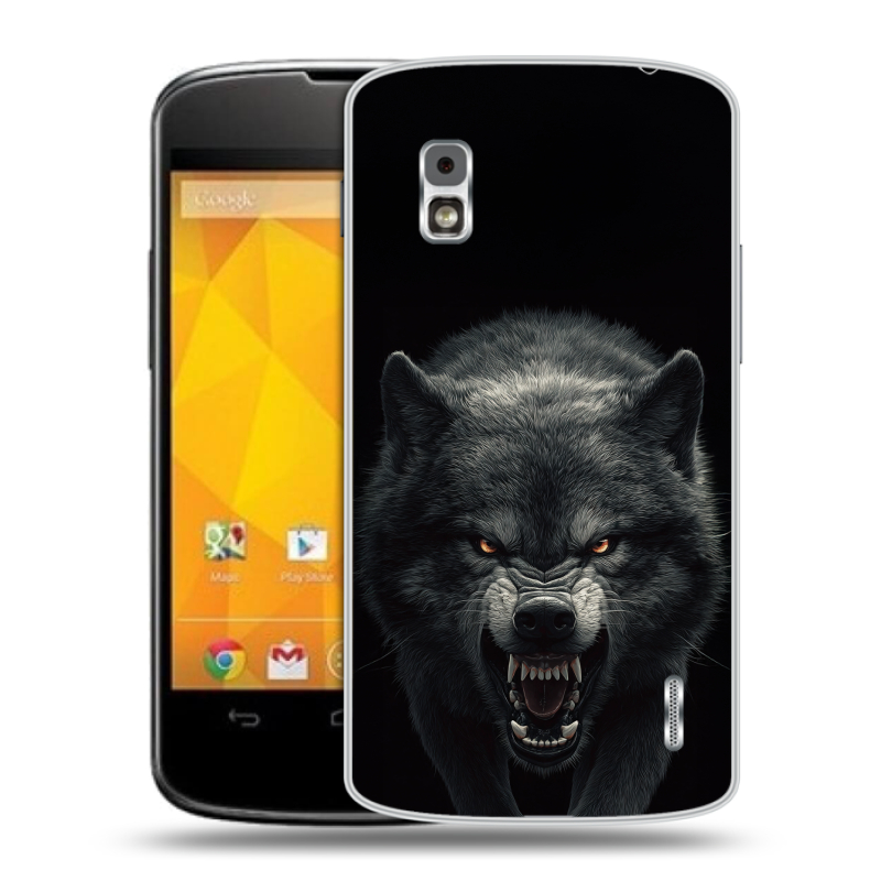 Пластиковый чехол на LG Google Nexus 4 с принтом Волк Пластиковый чехол на LG Google Nexus 4 с принтом Волк