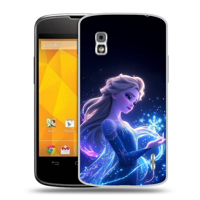 Пластиковый чехол на LG Google Nexus 4 с принтом Холодное сердце Frozen Пластиковый чехол на LG Google Nexus 4 с принтом Холодное сердце Frozen