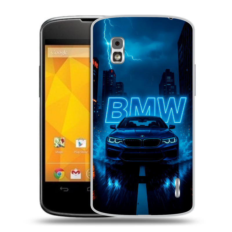Пластиковый чехол на LG Google Nexus 4 с принтом BMW БМВ Пластиковый чехол на LG Google Nexus 4 с принтом BMW БМВ