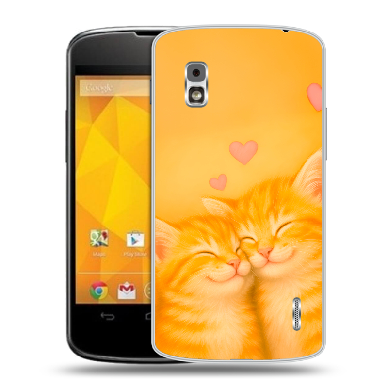Пластиковый чехол на LG Google Nexus 4 с принтом Милые котята Пластиковый чехол на LG Google Nexus 4 с принтом Милые котята