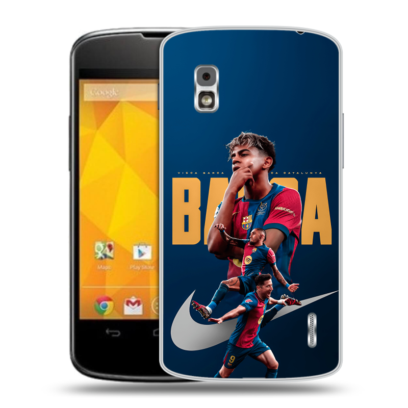 Пластиковый чехол на LG Google Nexus 4 с принтом Барселона Barca Yamal Пластиковый чехол на LG Google Nexus 4 с принтом Барселона Barca Yamal