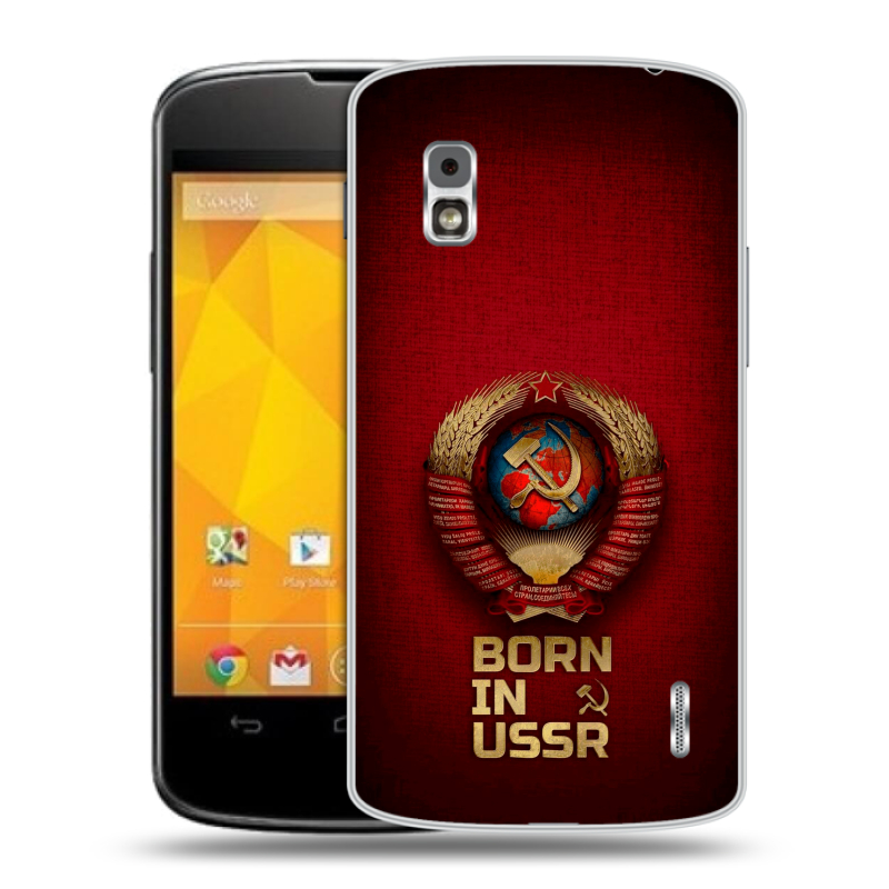 Пластиковый чехол на LG Google Nexus 4 с принтом Флаг Герб СССР Пластиковый чехол на LG Google Nexus 4 с принтом Флаг Герб СССР