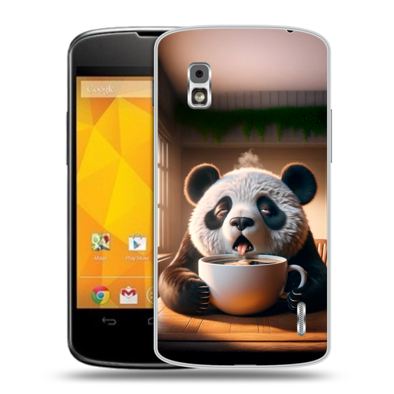 Пластиковый чехол на LG Google Nexus 4 с принтом смешная панда Пластиковый чехол на LG Google Nexus 4 с принтом смешная панда