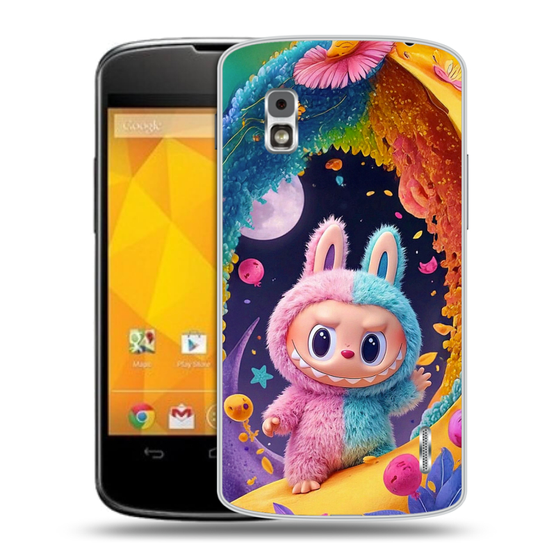 Пластиковый чехол на LG Google Nexus 4 с принтом Labubu Лабубу Пластиковый чехол на LG Google Nexus 4 с принтом Labubu Лабубу
