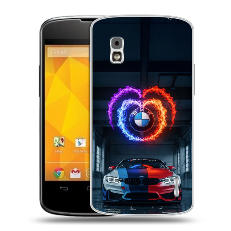 Пластиковый чехол на LG Google Nexus 4 с принтом BMW БМВ Пластиковый чехол на LG Google Nexus 4 с принтом BMW БМВ