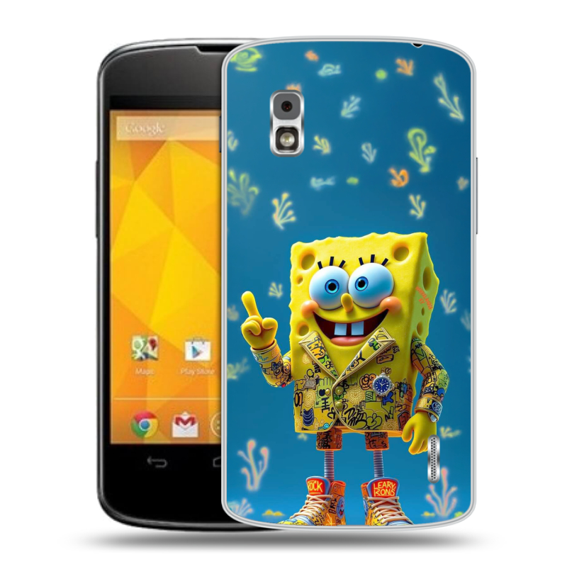 Пластиковый чехол на LG Google Nexus 4 с принтом Спанч боб Спанчбоб Пластиковый чехол на LG Google Nexus 4 с принтом Спанч боб Спанчбоб