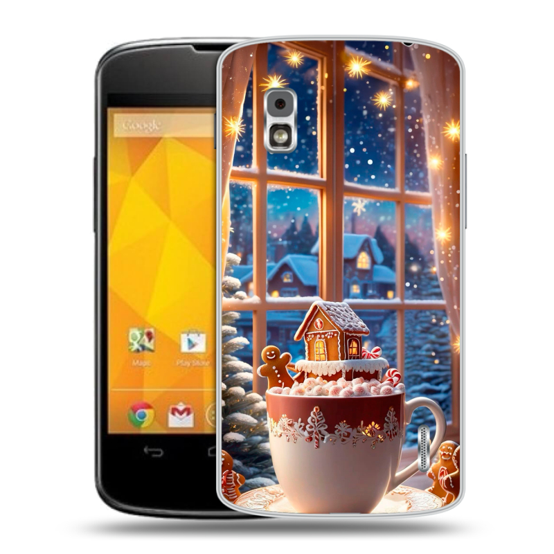 Пластиковый чехол на LG Google Nexus 4 с принтом Новый год Пластиковый чехол на LG Google Nexus 4 с принтом Новый год