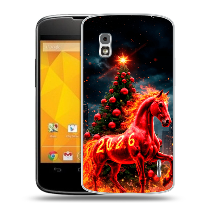 Пластиковый чехол на LG Google Nexus 4 с принтом Новый год Пластиковый чехол на LG Google Nexus 4 с принтом Новый год