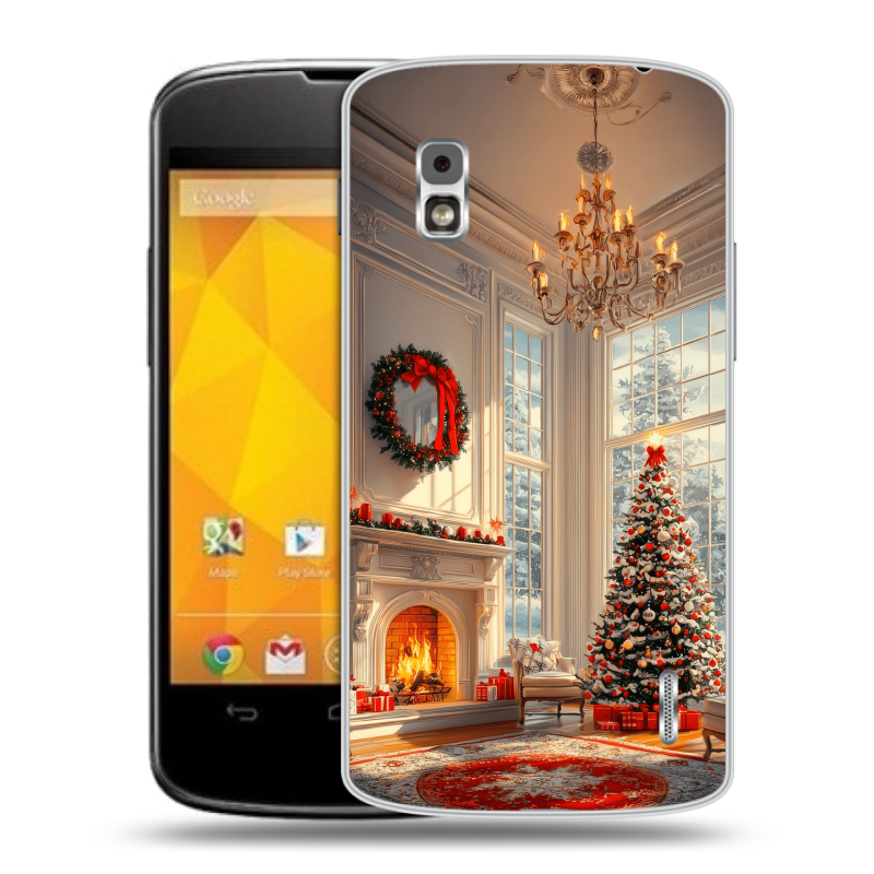 Пластиковый чехол на LG Google Nexus 4 с принтом Новый год Пластиковый чехол на LG Google Nexus 4 с принтом Новый год