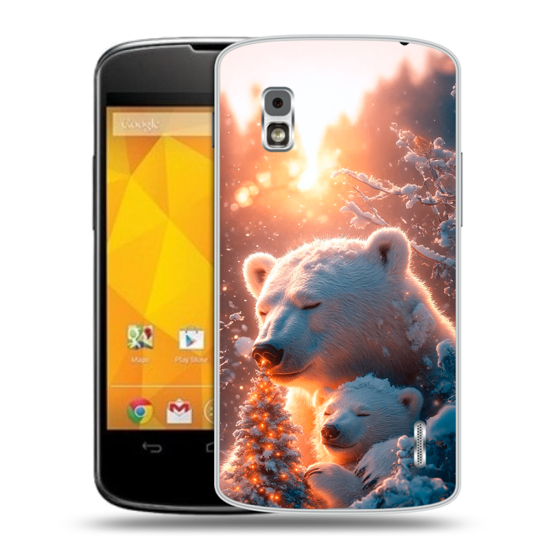 Пластиковый чехол на LG Google Nexus 4 с принтом Новый год Пластиковый чехол на LG Google Nexus 4 с принтом Новый год