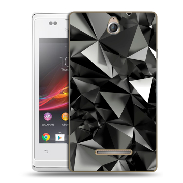 Силиконовый чехол на Sony Xperia E с принтом Черные кристаллы Силиконовый чехол на Sony Xperia E с принтом Черные кристаллы