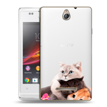 Силиконовый чехол на Sony Xperia E с принтом Кошки Силиконовый чехол на Sony Xperia E с принтом Кошки