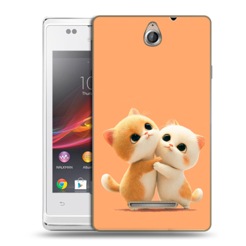 Силиконовый чехол на Sony Xperia E с принтом Милые котики Силиконовый чехол на Sony Xperia E с принтом Милые котики
