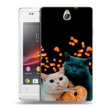 Силиконовый чехол на Sony Xperia E с принтом Кошки Силиконовый чехол на Sony Xperia E с принтом Кошки