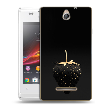 Силиконовый чехол на Sony Xperia E с принтом Черная клубника Силиконовый чехол на Sony Xperia E с принтом Черная клубника
