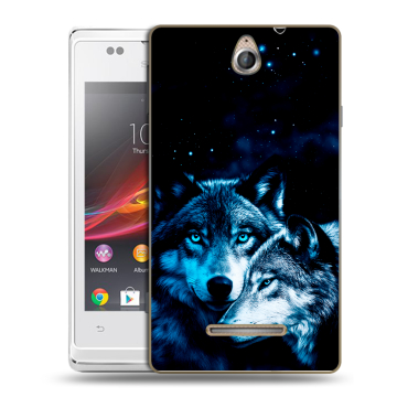 Силиконовый чехол на Sony Xperia E с принтом Волки Силиконовый чехол на Sony Xperia E с принтом Волки