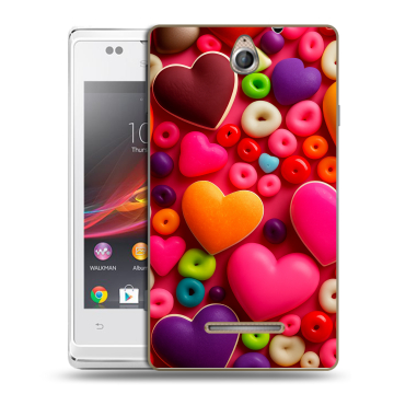 Силиконовый чехол на Sony Xperia E с принтом Сердечки Силиконовый чехол на Sony Xperia E с принтом Сердечки
