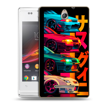 Силиконовый чехол на Sony Xperia E с принтом Гоночные машины