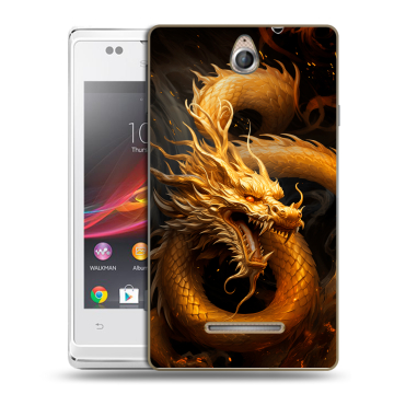 Силиконовый чехол на Sony Xperia E с принтом Золотой дракон Силиконовый чехол на Sony Xperia E с принтом Золотой дракон