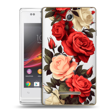 Силиконовый чехол на Sony Xperia E с принтом Розы