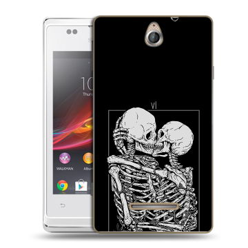 Силиконовый чехол на Sony Xperia E с принтом Поцелуй скелетов