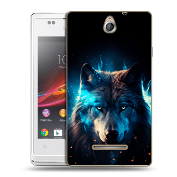 Силиконовый чехол на Sony Xperia E с принтом Волк ночной Силиконовый чехол на Sony Xperia E с принтом Волк ночной