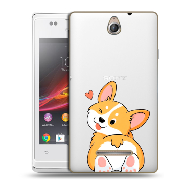 Силиконовый чехол на Sony Xperia E с принтом Корги