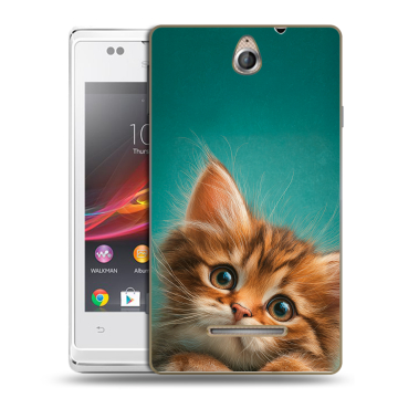 Силиконовый чехол на Sony Xperia E с принтом котенок