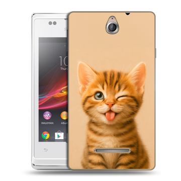 Силиконовый чехол на Sony Xperia E с принтом котенок