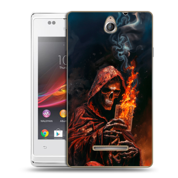 Силиконовый чехол на Sony Xperia E с принтом Скелет и карты
