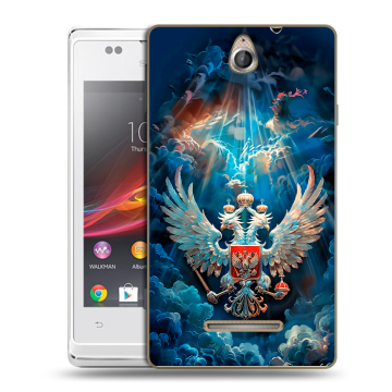 Силиконовый чехол на Sony Xperia E с принтом Герб флаг России